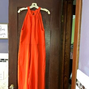 JULIA JORDAN CORAL RED WOMENS WIDE LEG PANTSUIT W POCKETS SIZE  16